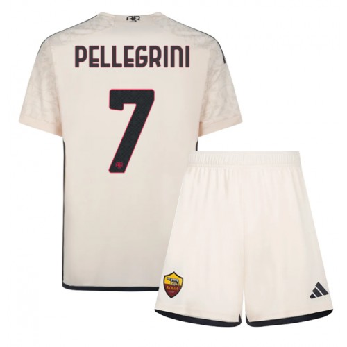 Maillot de foot AS Roma Lorenzo Pellegrini #7 Extérieur enfant 2023-24 Manches Courte (+ pantalon court)